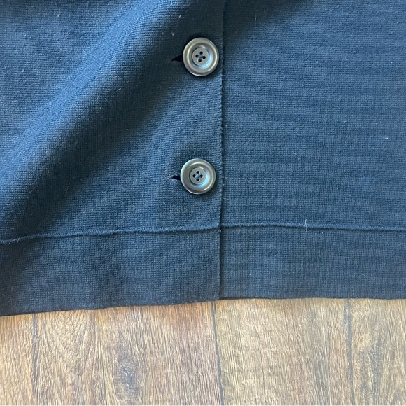 CAbi Jackie O Wool Blend Black Cropped Cardigan Sweater with Textured Collar - Picture 6 of 9